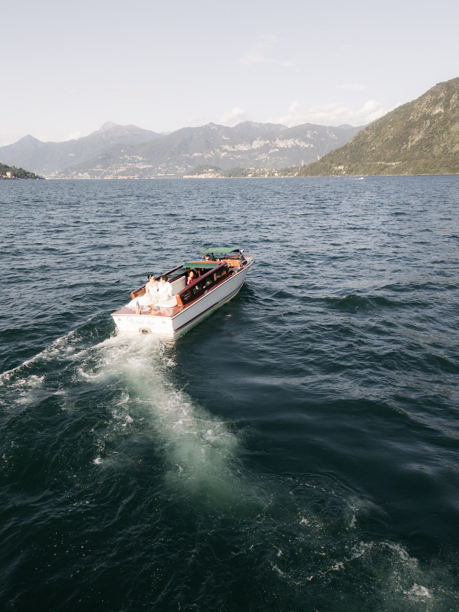 Open water and mountain silhouettes around the boat