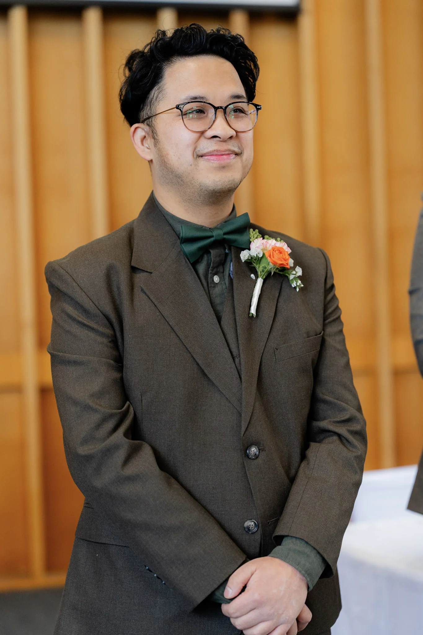 Ron waiting at the altar before the ceremony begins