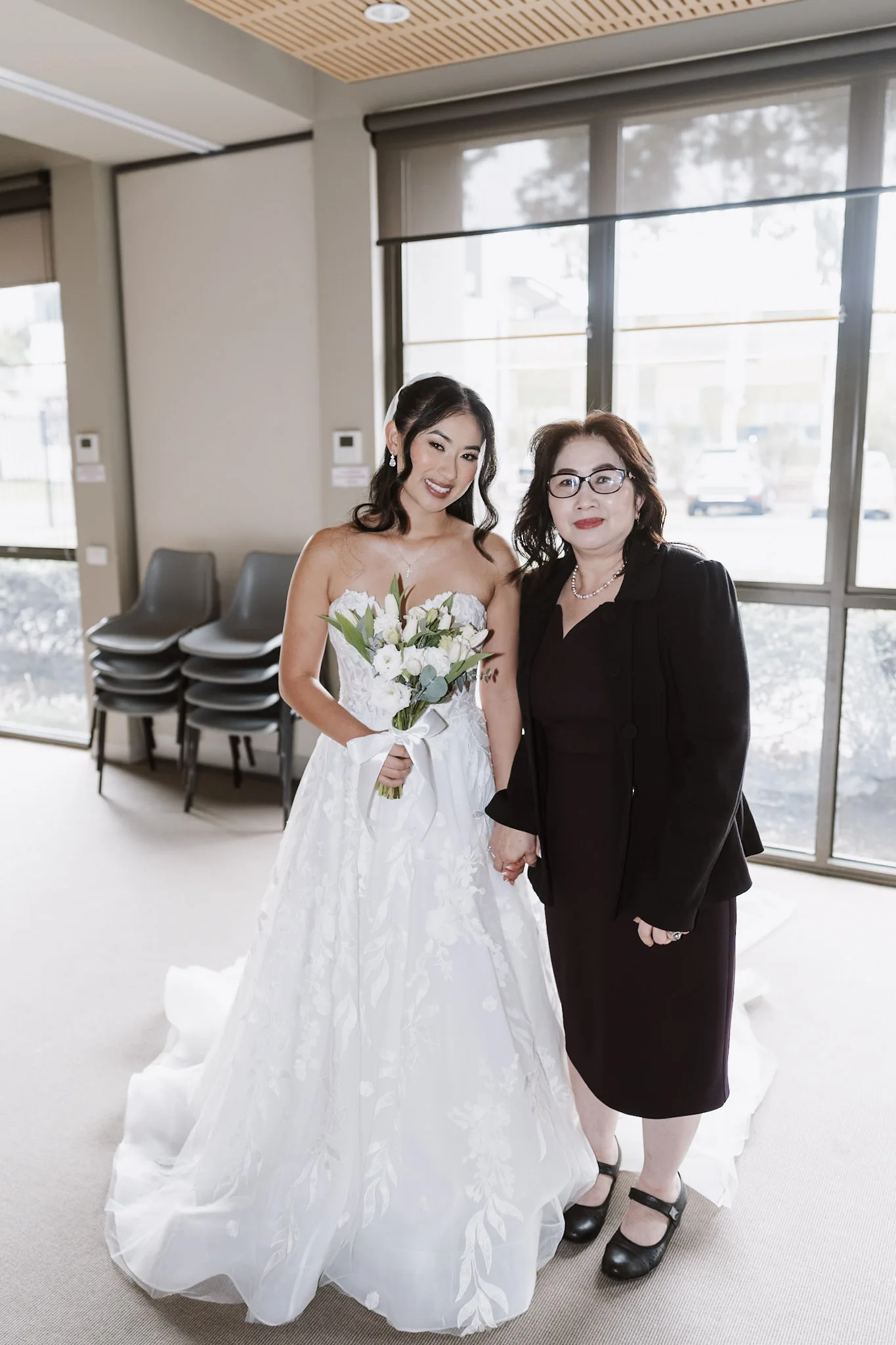 Tee arriving at the church with a companion